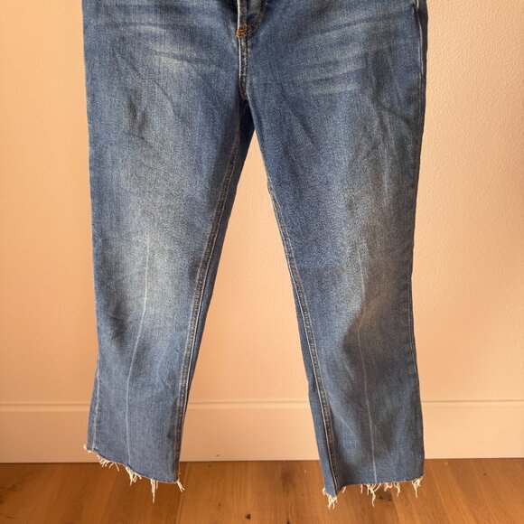 ZARA Beamy Blue Raw Hem Flare Jeans | Size 4 / 36 | High Waist | Rare Wash - Picture 12 of 14